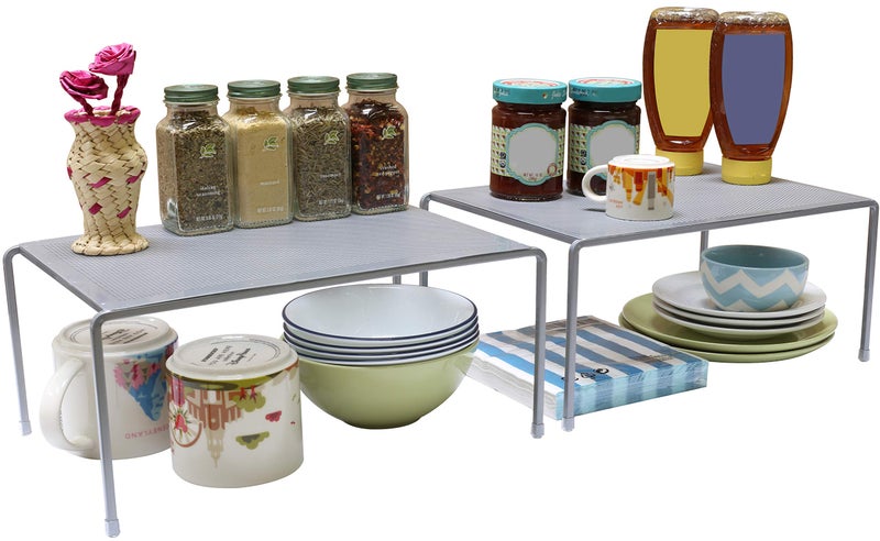 Deco Brothers Expandable Cabinet Shelf Organizer for Kitchen Cabinet and Counter, Grey - Image 1